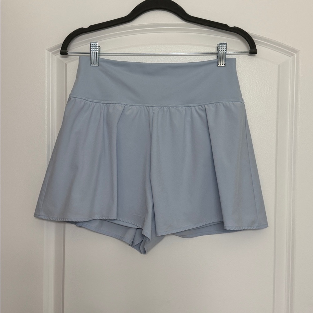 Light Blue Women's High rise all in one flutter flair Athletic Shorts - Picture 4 of 4